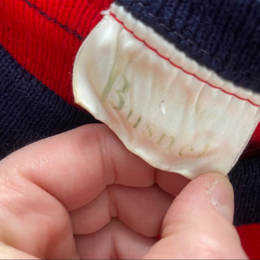 Vtg 80s Quilted Crew Neck Sweater Red White Blue M - Picture 11 of 12